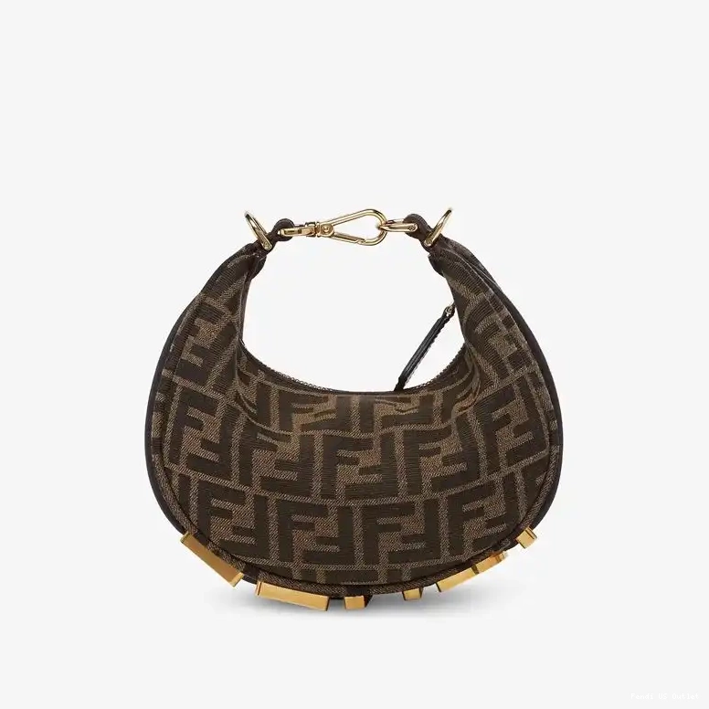 Affordable HOT Fendigraphy Bag In Brown Hobo FF Fabric Fendi Motif Mini 0626